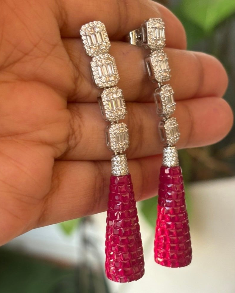 Ruby Cascade Luxe Dangler Earrings - MR Jewels